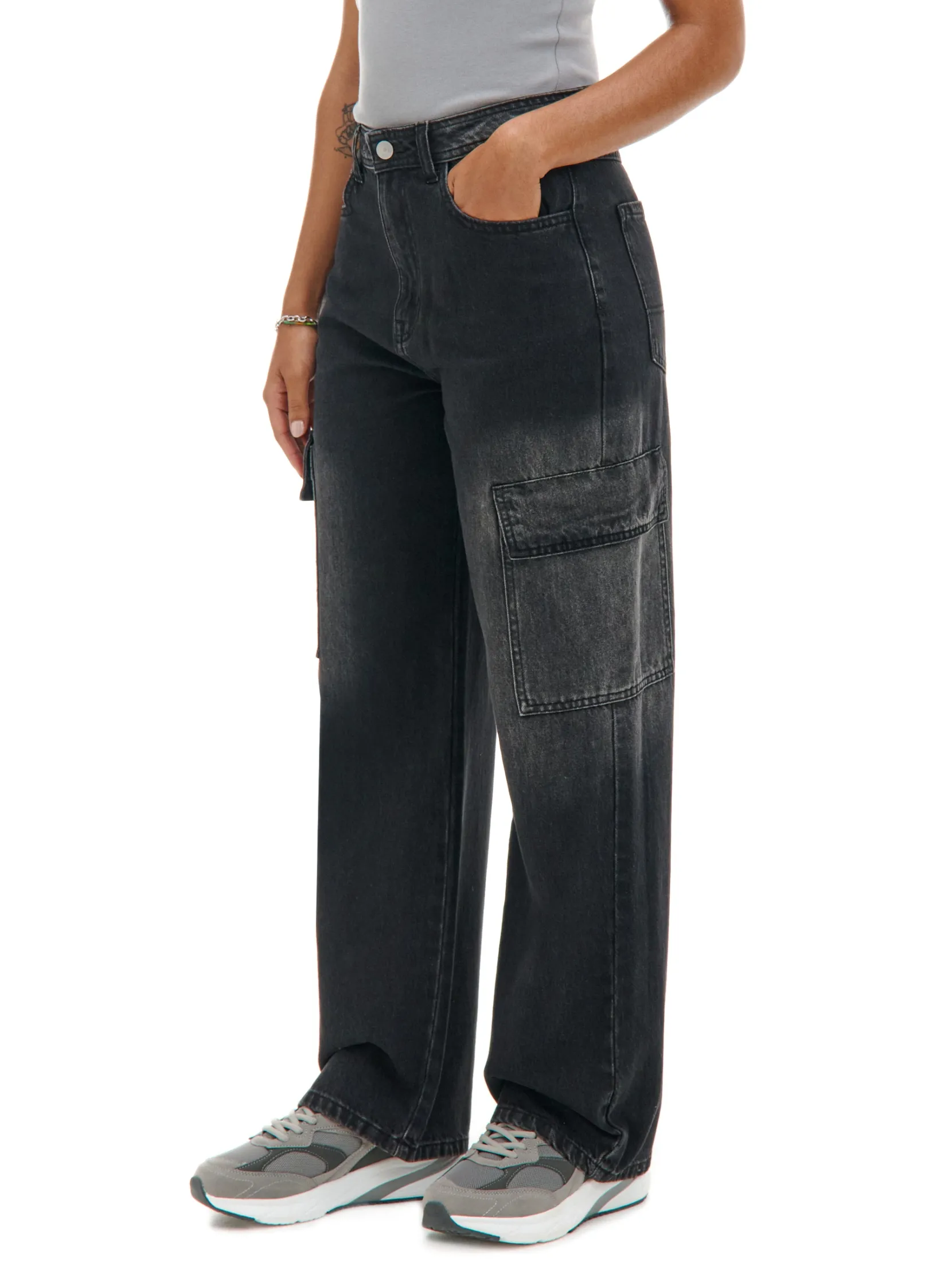 Fashion Czarne jeansy baggy PETITE Jeansy