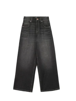 Outlet Czarne jeansy baggy z efektem sprania Jeansy