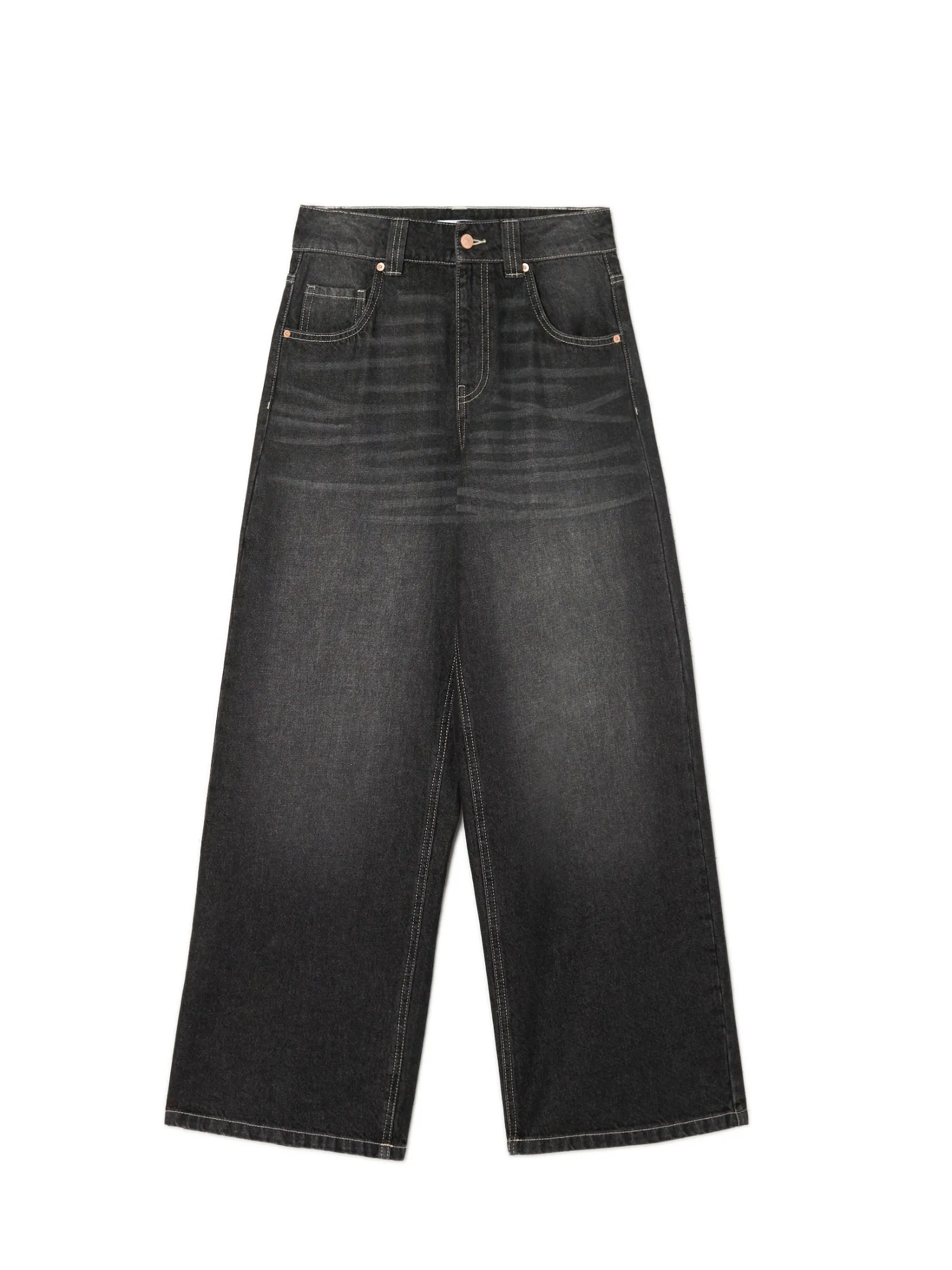 Outlet Czarne jeansy baggy z efektem sprania Jeansy