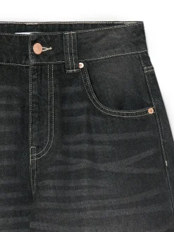 Outlet Czarne jeansy baggy z efektem sprania Jeansy