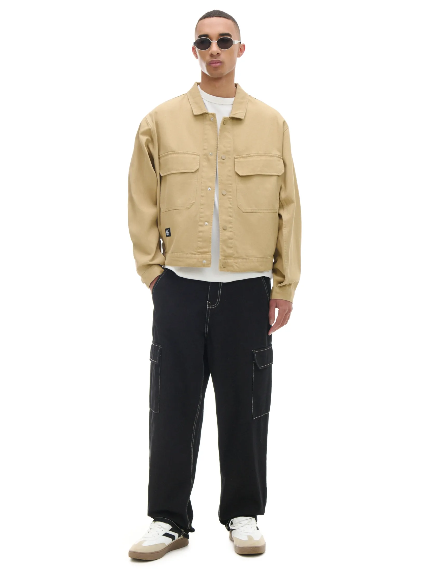 Outlet Czarne jeansy baggy z kieszeniami cargo Jeansy|Baggy