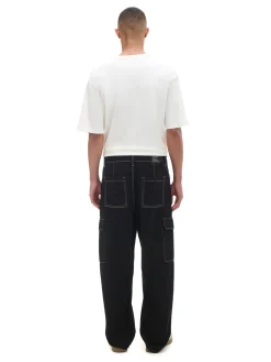 Outlet Czarne jeansy baggy z kieszeniami cargo Jeansy|Baggy
