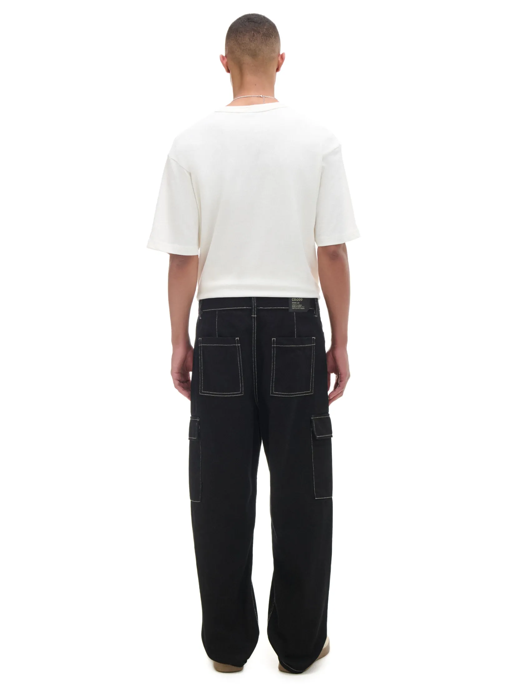 Outlet Czarne jeansy baggy z kieszeniami cargo Jeansy|Baggy