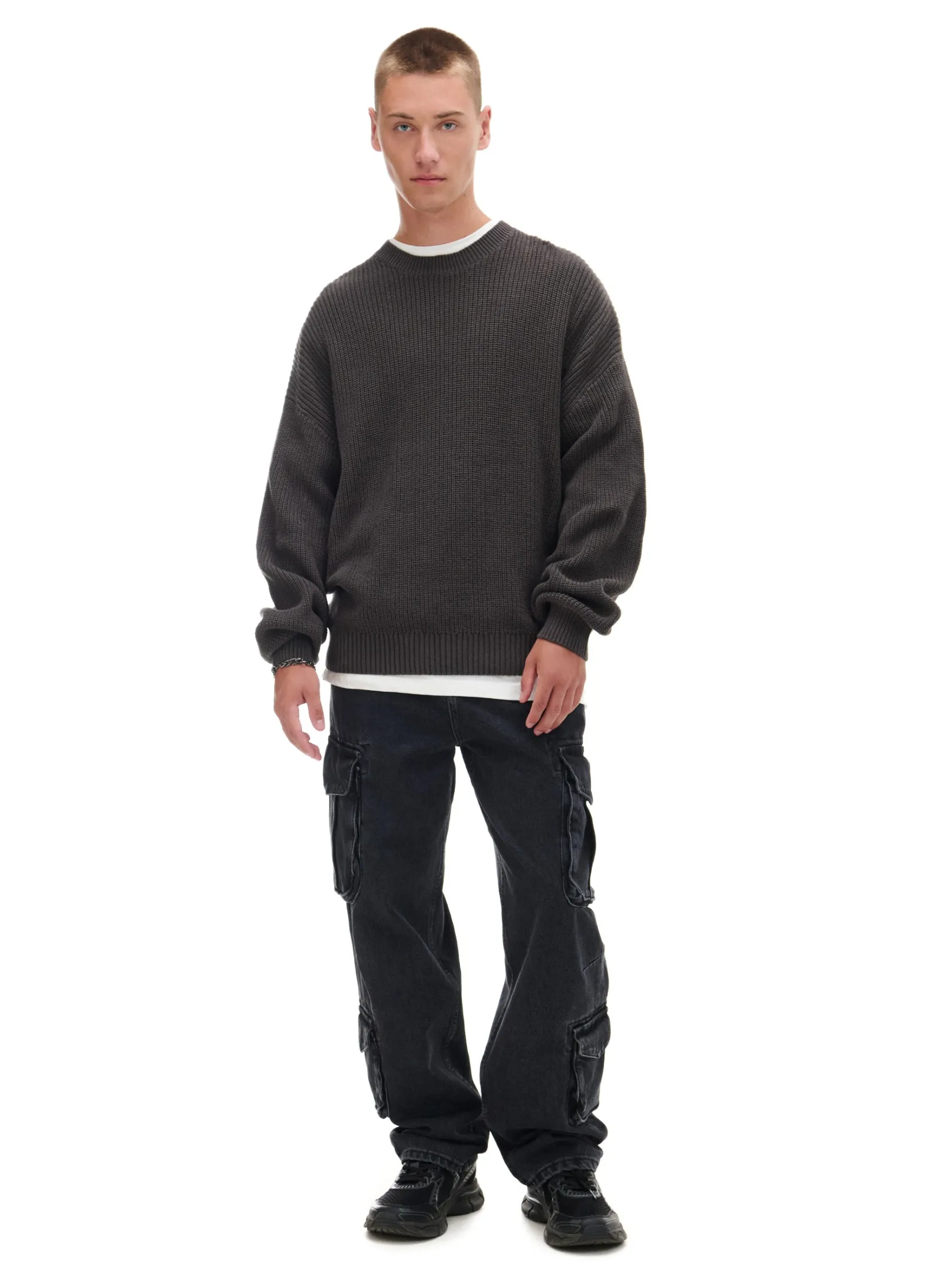 Online Czarne jeansy baggy z kieszeniami cargo Jeansy|Baggy
