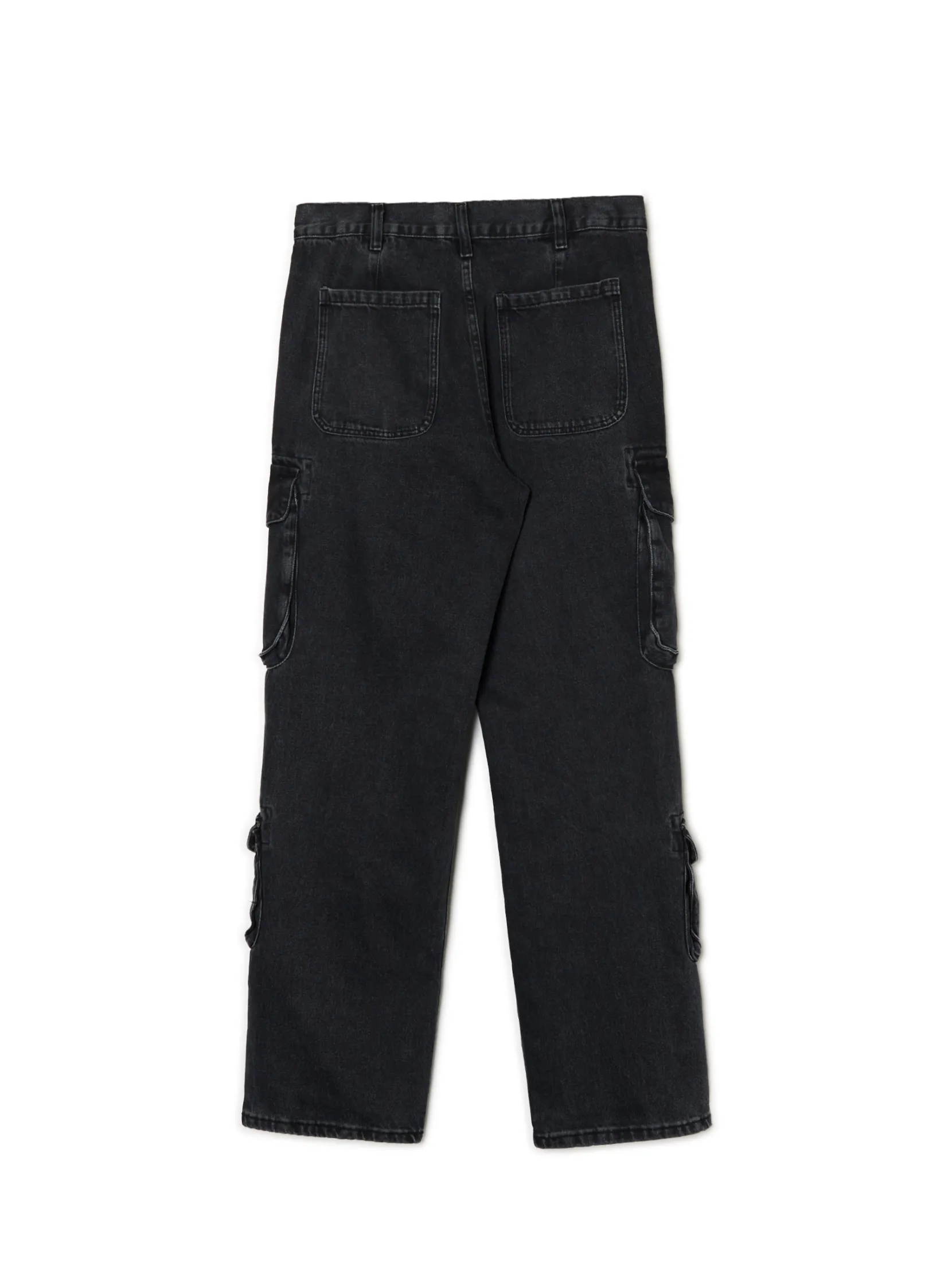 Online Czarne jeansy baggy z kieszeniami cargo Jeansy|Baggy