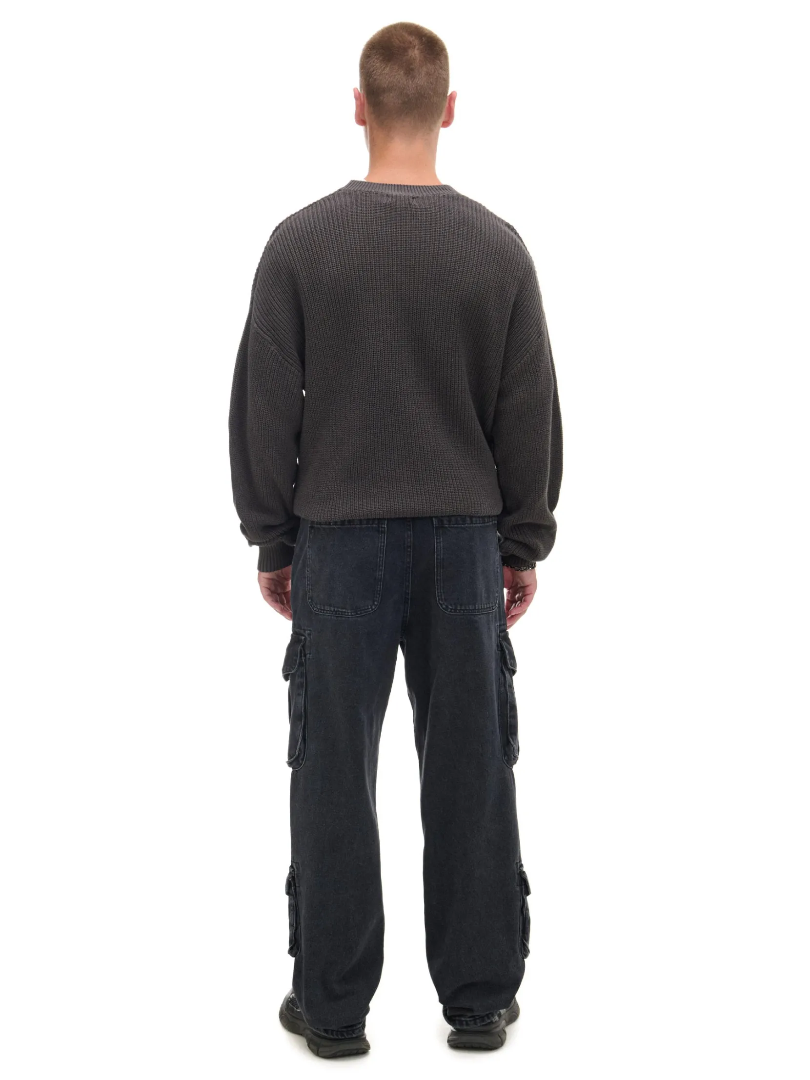 Online Czarne jeansy baggy z kieszeniami cargo Jeansy|Baggy