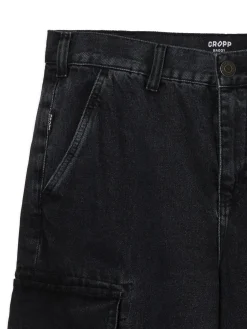 Online Czarne jeansy baggy z kieszeniami cargo Jeansy|Baggy