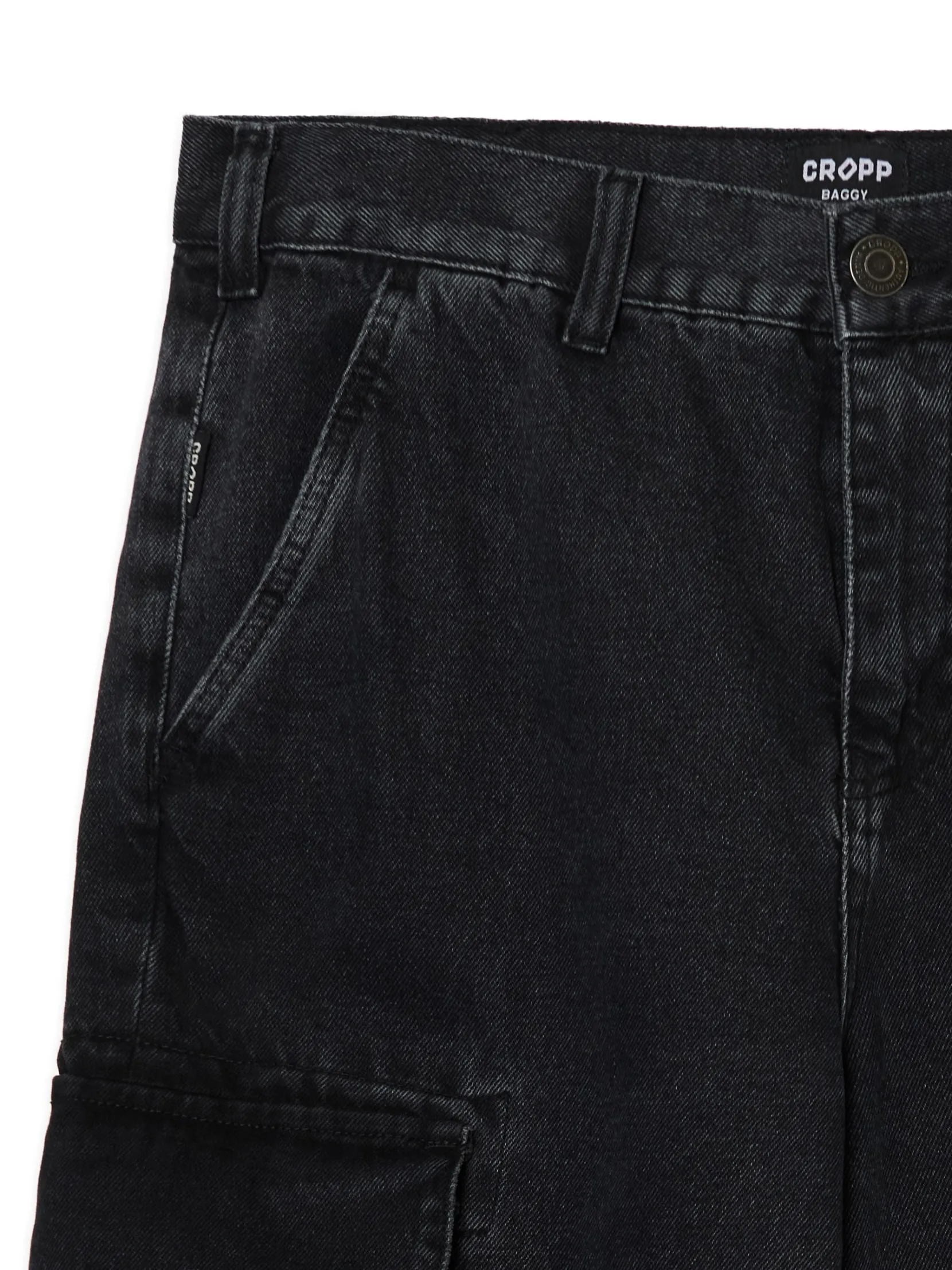 Online Czarne jeansy baggy z kieszeniami cargo Jeansy|Baggy