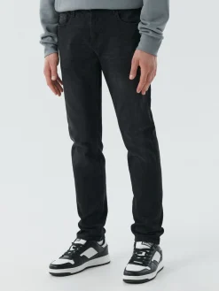 Fashion Czarne jeansy męskie slim Jeansy