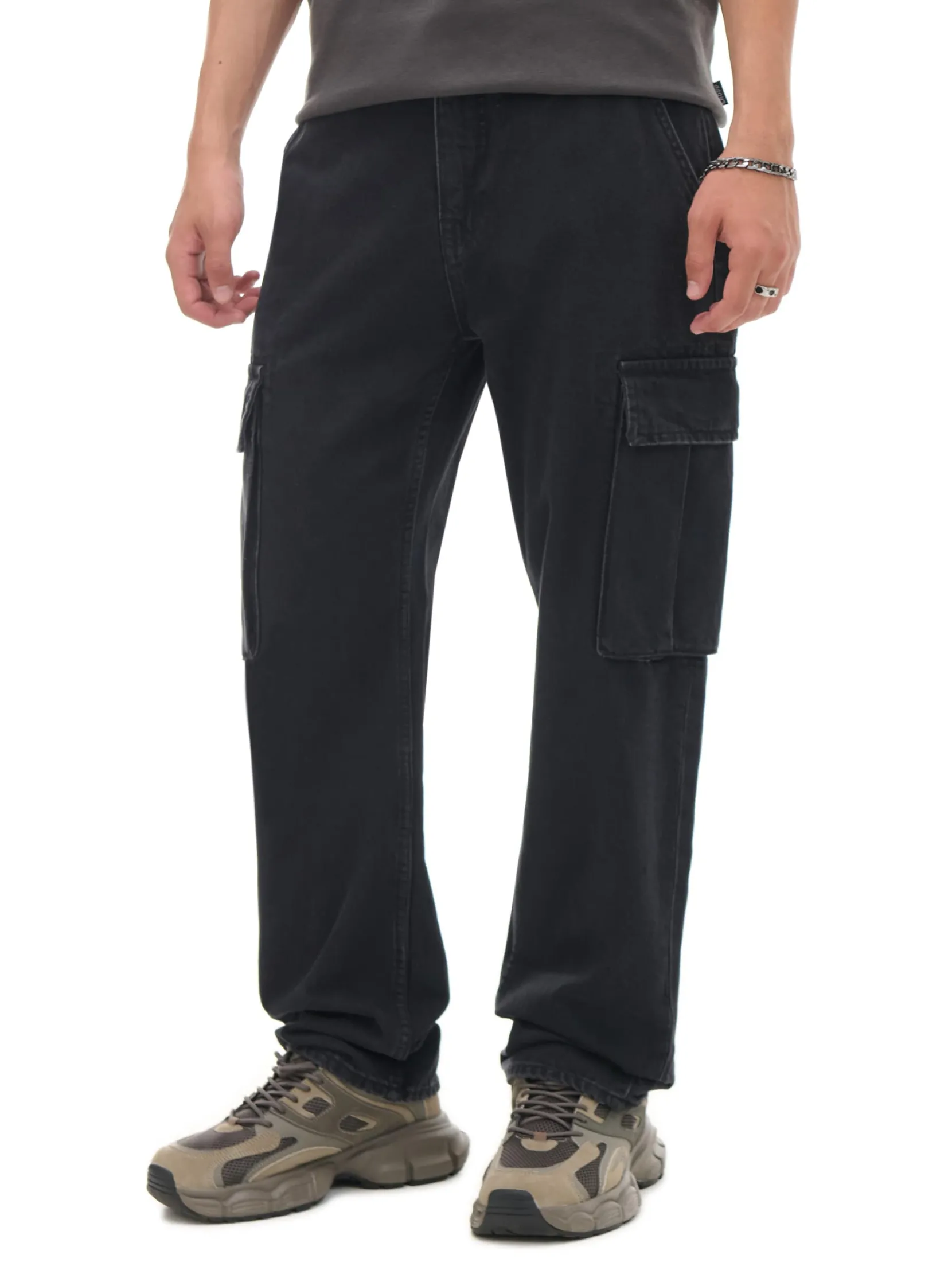 Outlet Czarne jeansy relaxed Jeansy