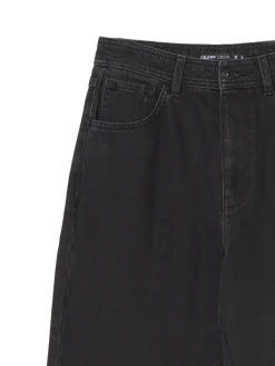 Clearance Czarne jeansy straight z efektem sprania Jeansy