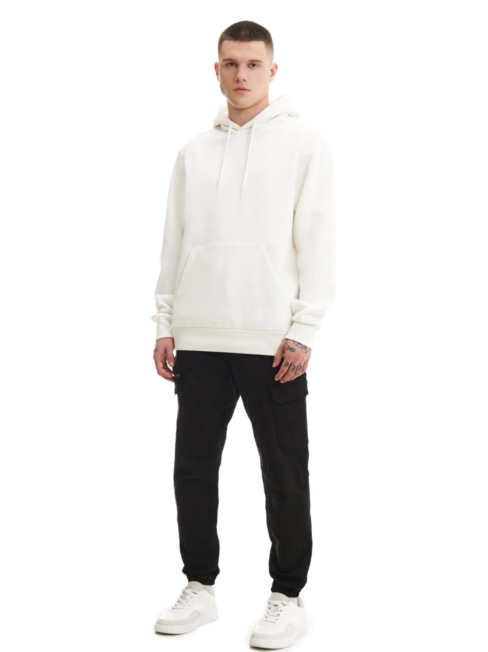 Outlet Czarne joggery basic z kieszeniami cargo Spodnie