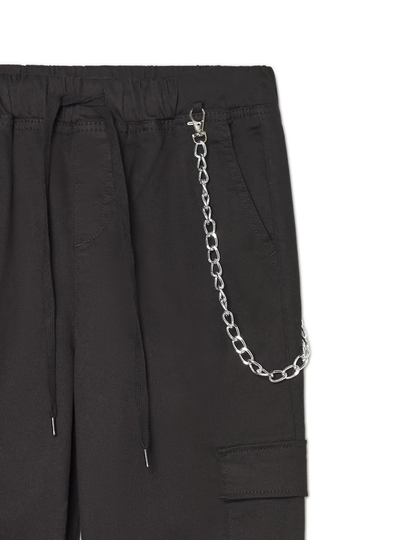 Fashion Czarne joggery cargo z łańcuchem Spodnie