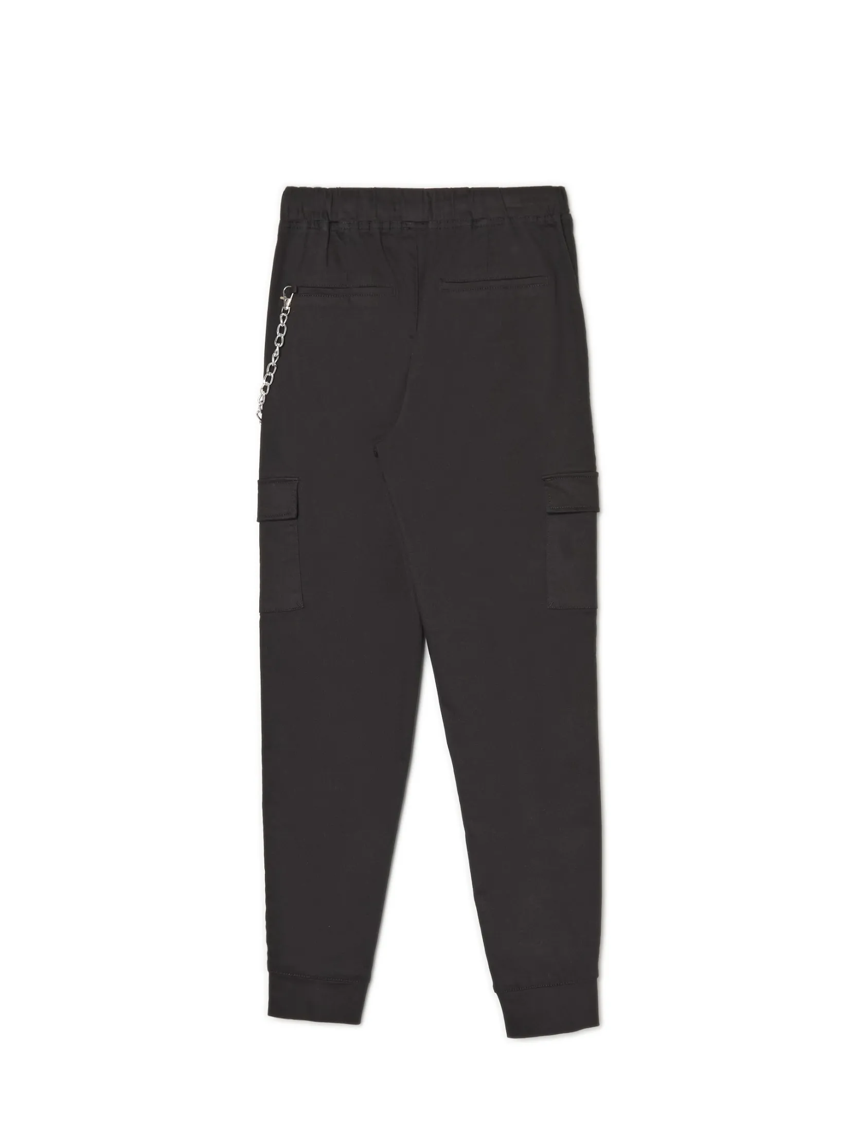 Fashion Czarne joggery cargo z łańcuchem Spodnie