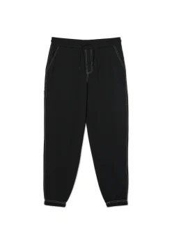Sale Czarne joggery z białym przeszyciem Spodnie