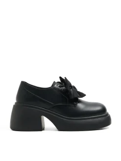 Fashion Czarne loafersy z kokardami Półbuty