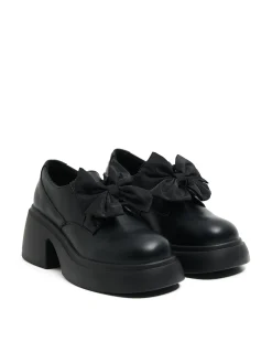 Fashion Czarne loafersy z kokardami Półbuty
