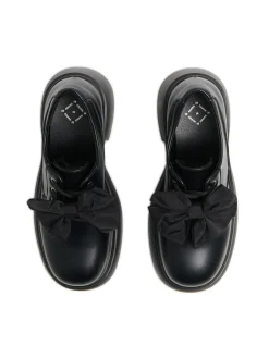 Fashion Czarne loafersy z kokardami Półbuty