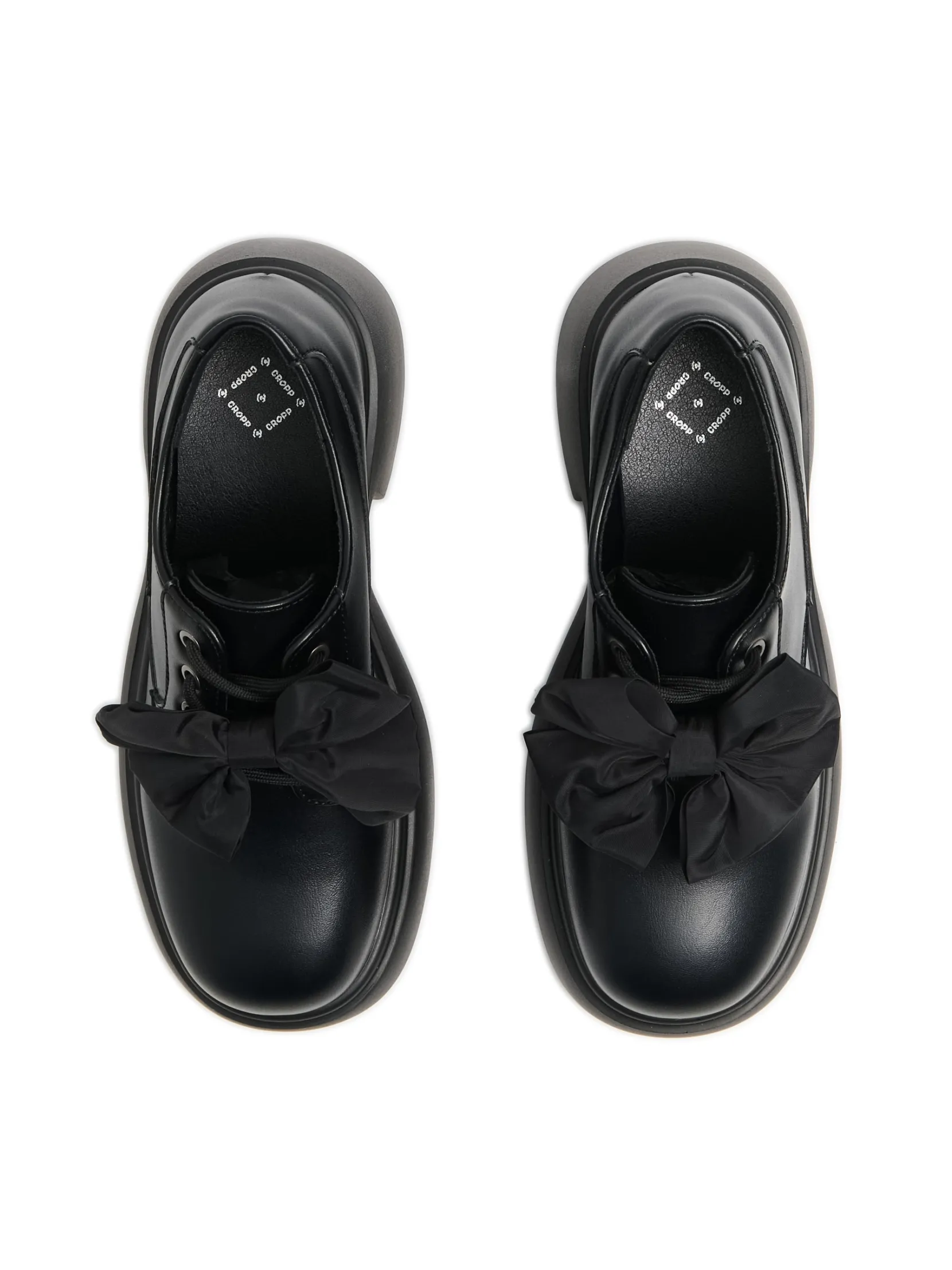 Fashion Czarne loafersy z kokardami Półbuty