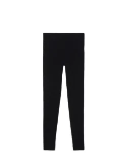 Sale Czarne prążkowane legginsy Spodnie