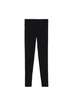Sale Czarne prążkowane legginsy Spodnie