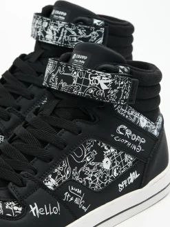 Fashion Czarne sneakersy z komiksowym nadrukiem Sneakersy|Za Kostkę