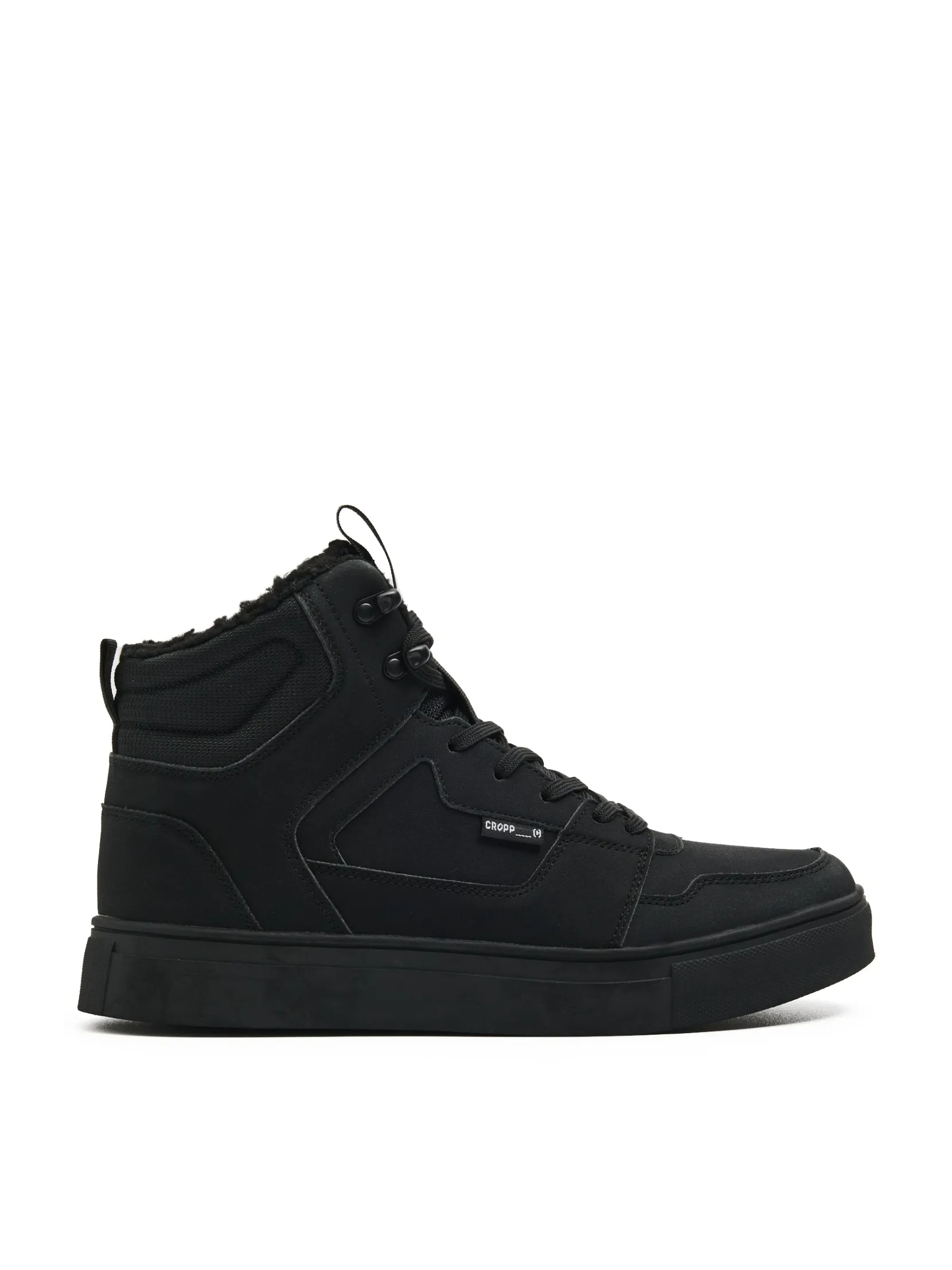 Fashion Czarne sneakersy ze sztucznym barankiem Sneakersy|Za Kostkę