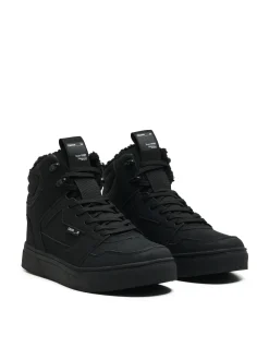 Fashion Czarne sneakersy ze sztucznym barankiem Sneakersy|Za Kostkę