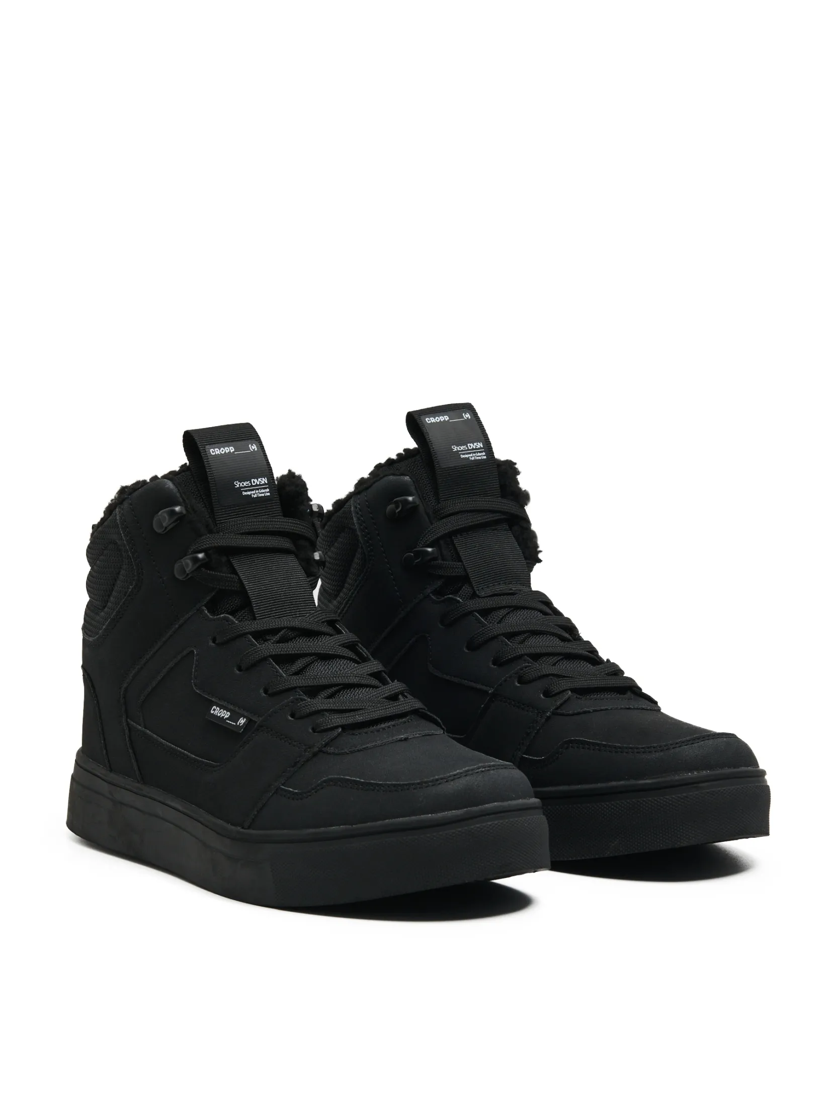 Fashion Czarne sneakersy ze sztucznym barankiem Sneakersy|Za Kostkę