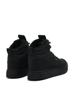 Fashion Czarne sneakersy ze sztucznym barankiem Sneakersy|Za Kostkę