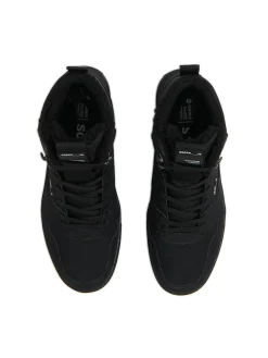 Fashion Czarne sneakersy ze sztucznym barankiem Sneakersy|Za Kostkę
