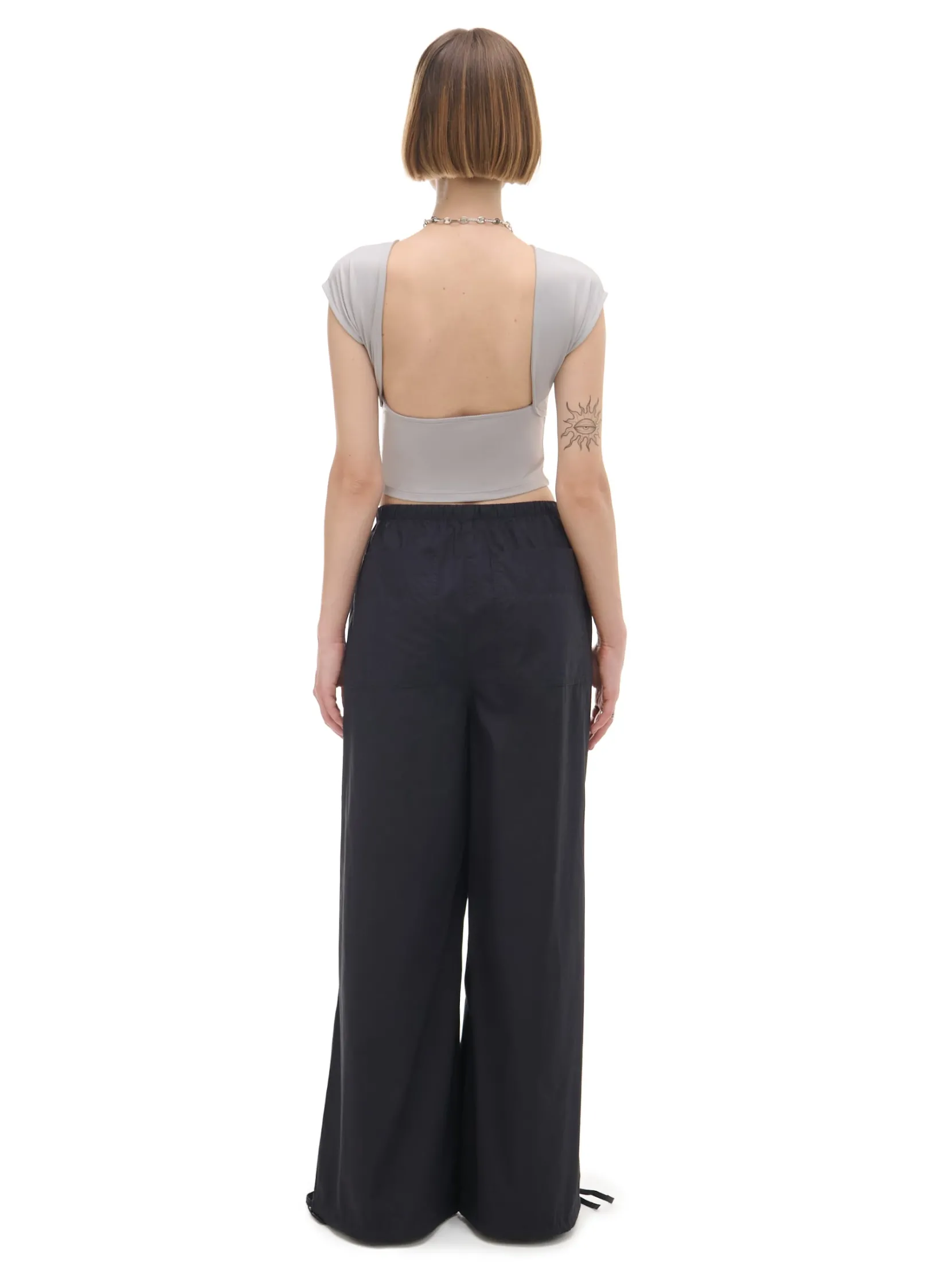 Online Czarne spodnie wide leg Spodnie