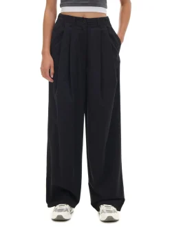 Outlet Czarne spodnie wide leg Spodnie