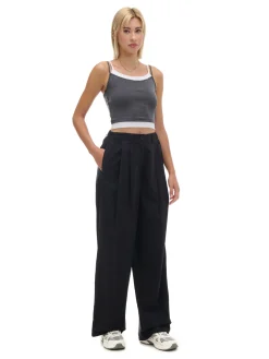 Outlet Czarne spodnie wide leg Spodnie
