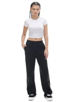 Fashion Czarne spodnie wide leg z wysokim stanem Spodnie