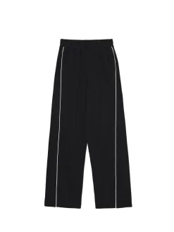 Fashion Czarne spodnie wide leg z wysokim stanem Spodnie