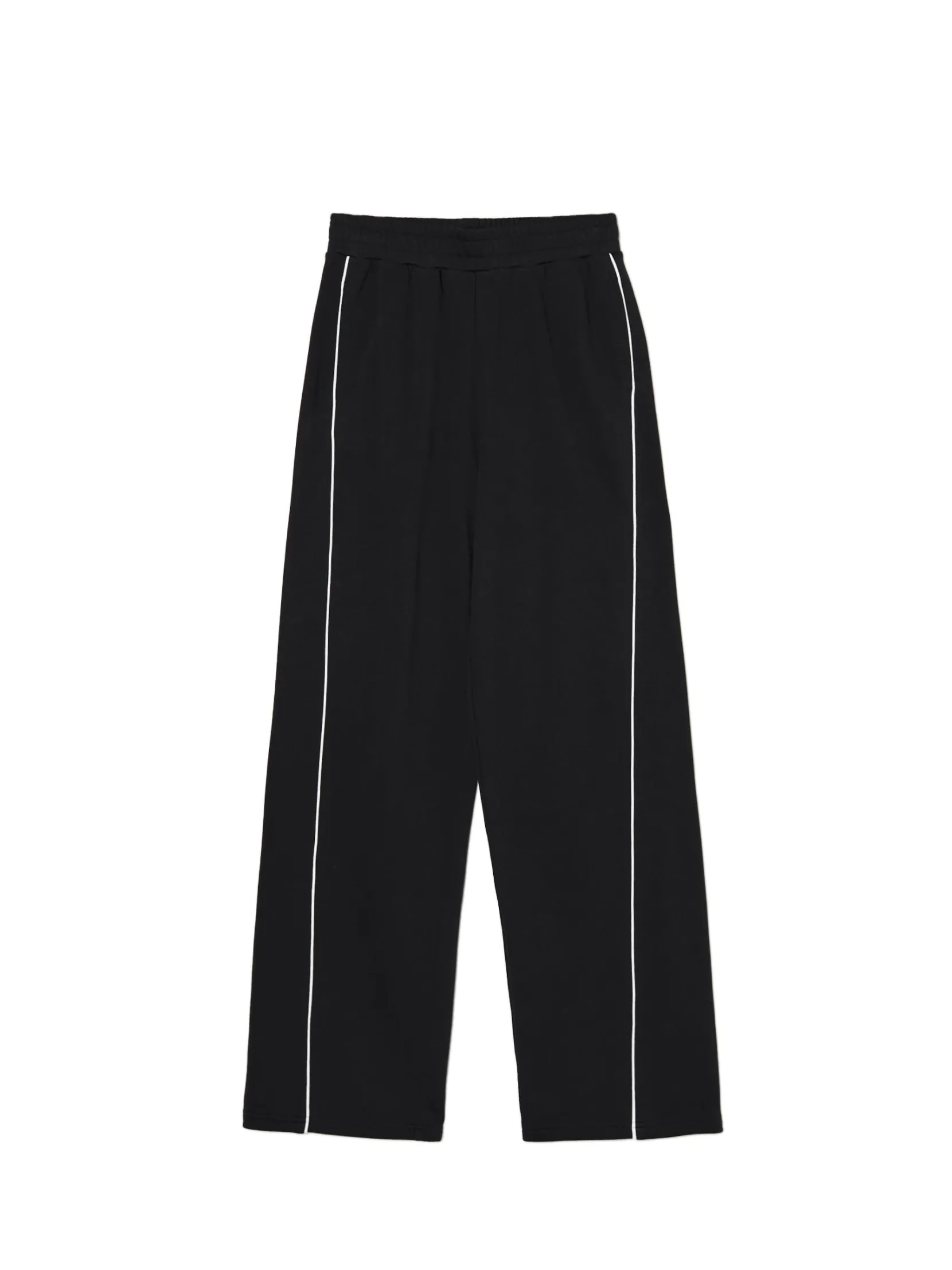 Fashion Czarne spodnie wide leg z wysokim stanem Spodnie