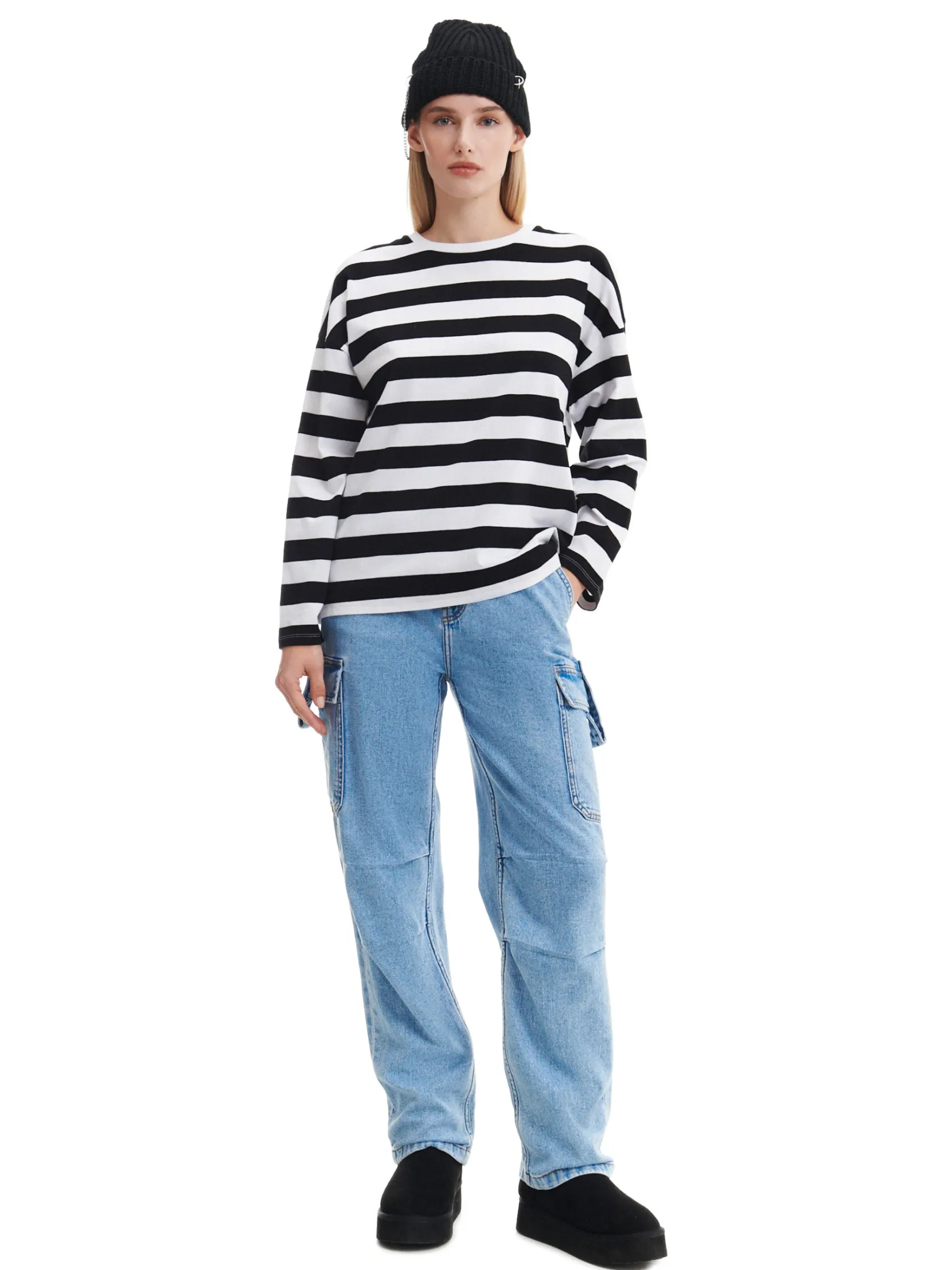 Clearance Czarno-biała bluzka w paski UNISEX Unisex|Unisex
