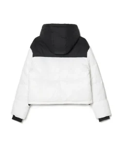 Discount Czarno-biała kurtka puffer z kapturem Kurtki, Płaszcze