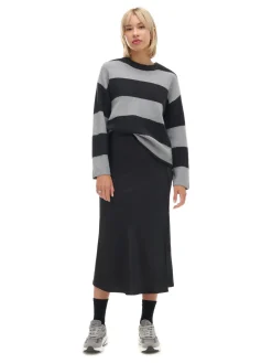 Fashion Czarno-szary sweter w paski Swetry