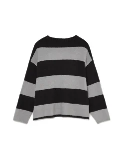 Fashion Czarno-szary sweter w paski Swetry