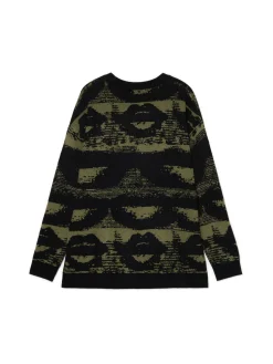 Discount Czarny sweter z artystycznym nadrukiem Swetry