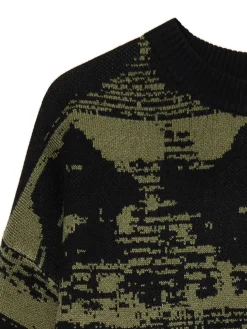 Discount Czarny sweter z artystycznym nadrukiem Swetry