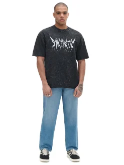 Hot T-shirt z efektem acid wash Koszulki