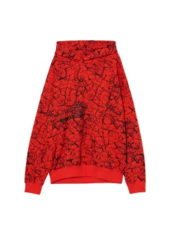 Fashion Czerwona bluza hoodie z nadrukiem all over Bluzy