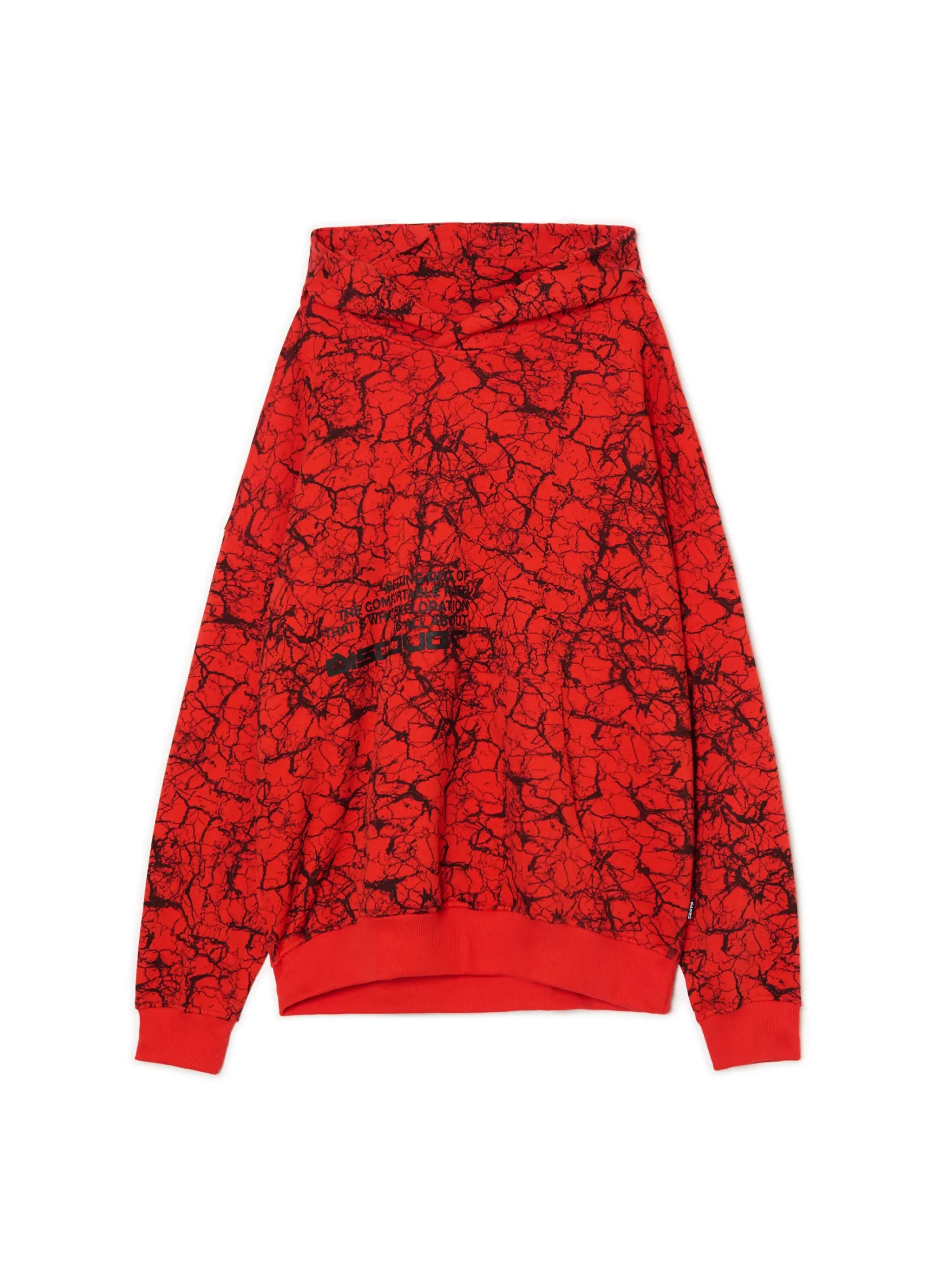 Fashion Czerwona bluza hoodie z nadrukiem all over Bluzy