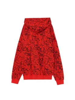 Fashion Czerwona bluza hoodie z nadrukiem all over Bluzy