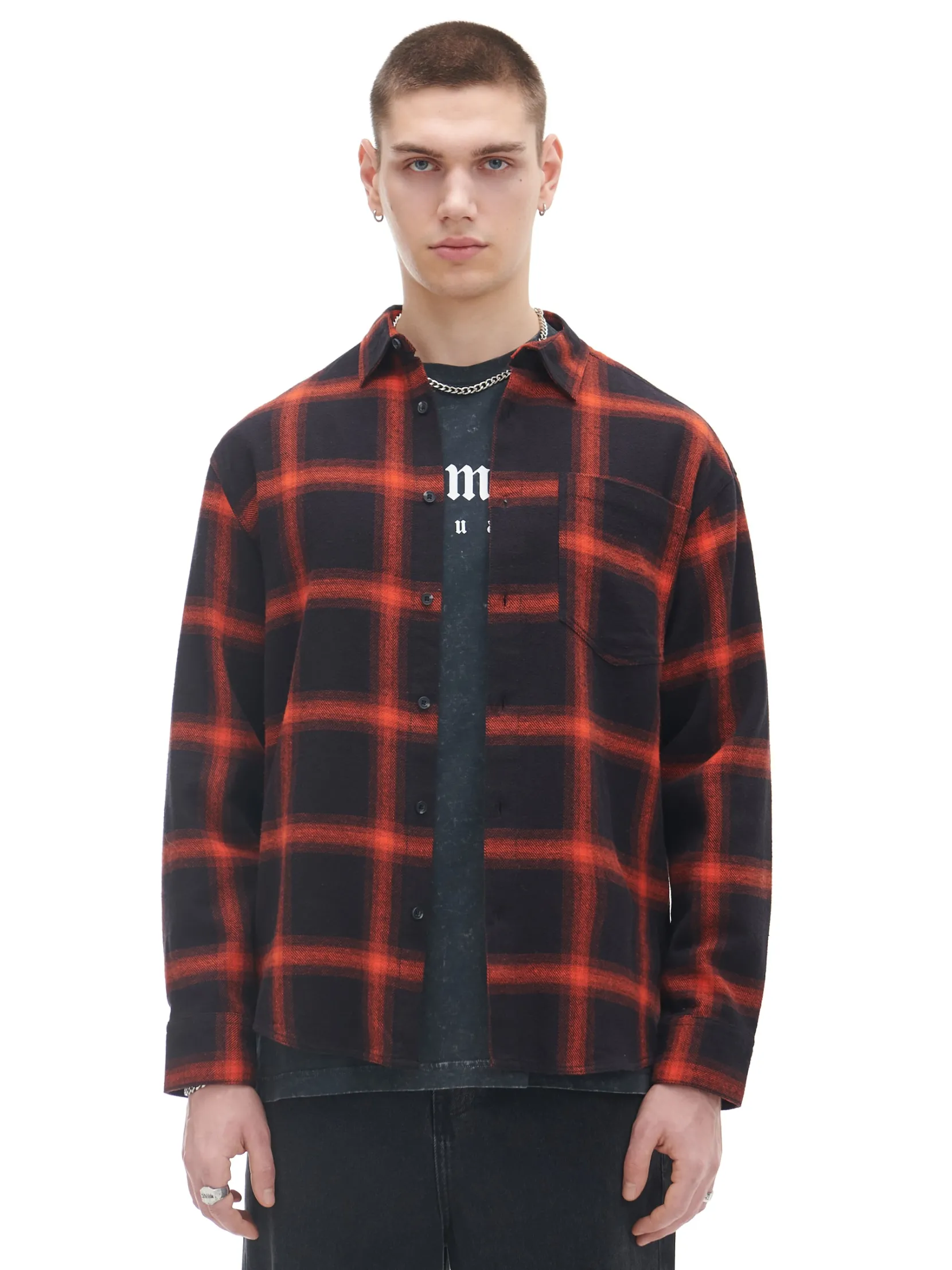 Clearance Czerwona flanelowa koszula w kratę Koszule