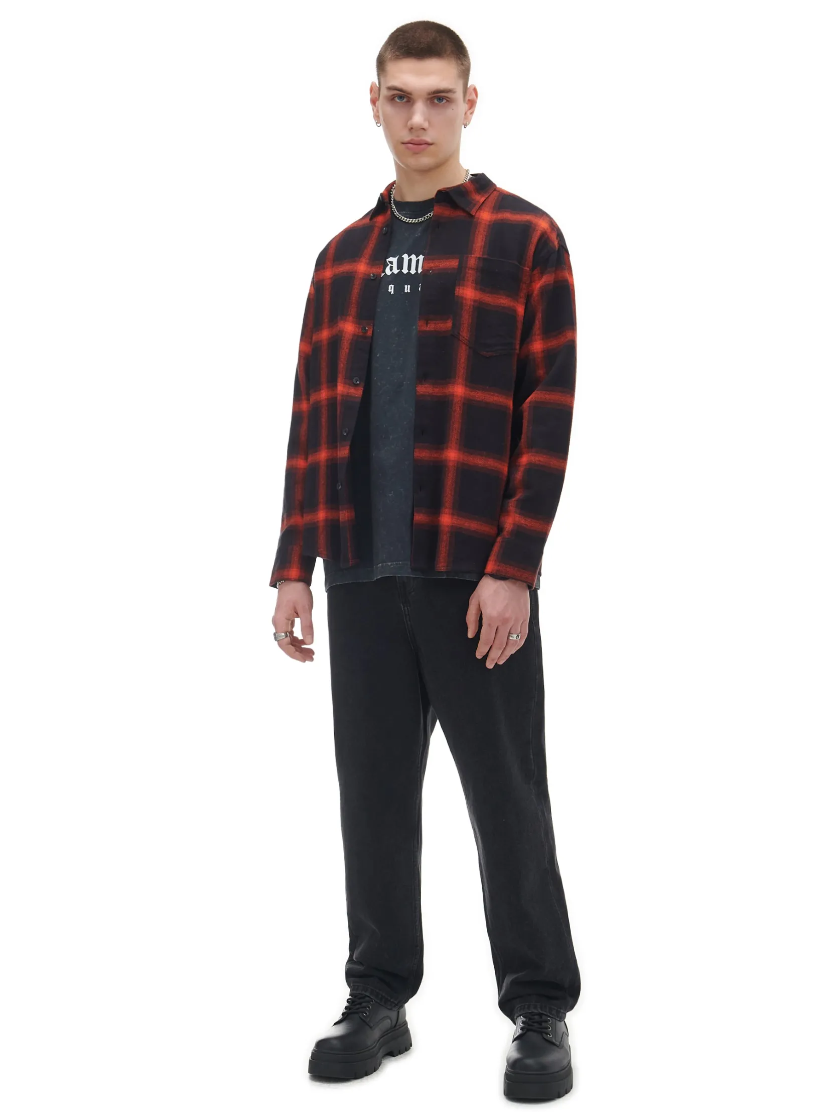 Clearance Czerwona flanelowa koszula w kratę Koszule