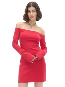 Hot Czerwona sukienka mini z rękawami flare Sukienki, Kombinezony